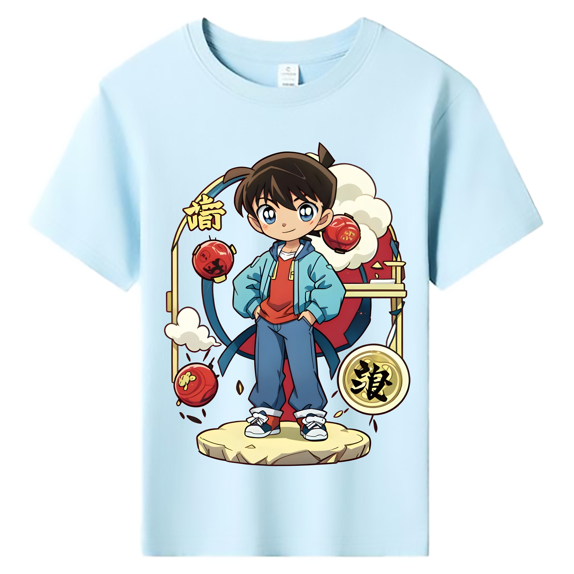 （画像用） 名探偵コナン 江戸川 コナン Detective Conan Conan Edogawa 綿100％キッズTシャツ（フロントプリント）
